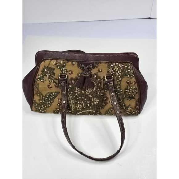 Isabella Fiore Handbag Womens Large Beaded Floral Tapestry Boho Purse Shoulder B - Picture 1 of 11